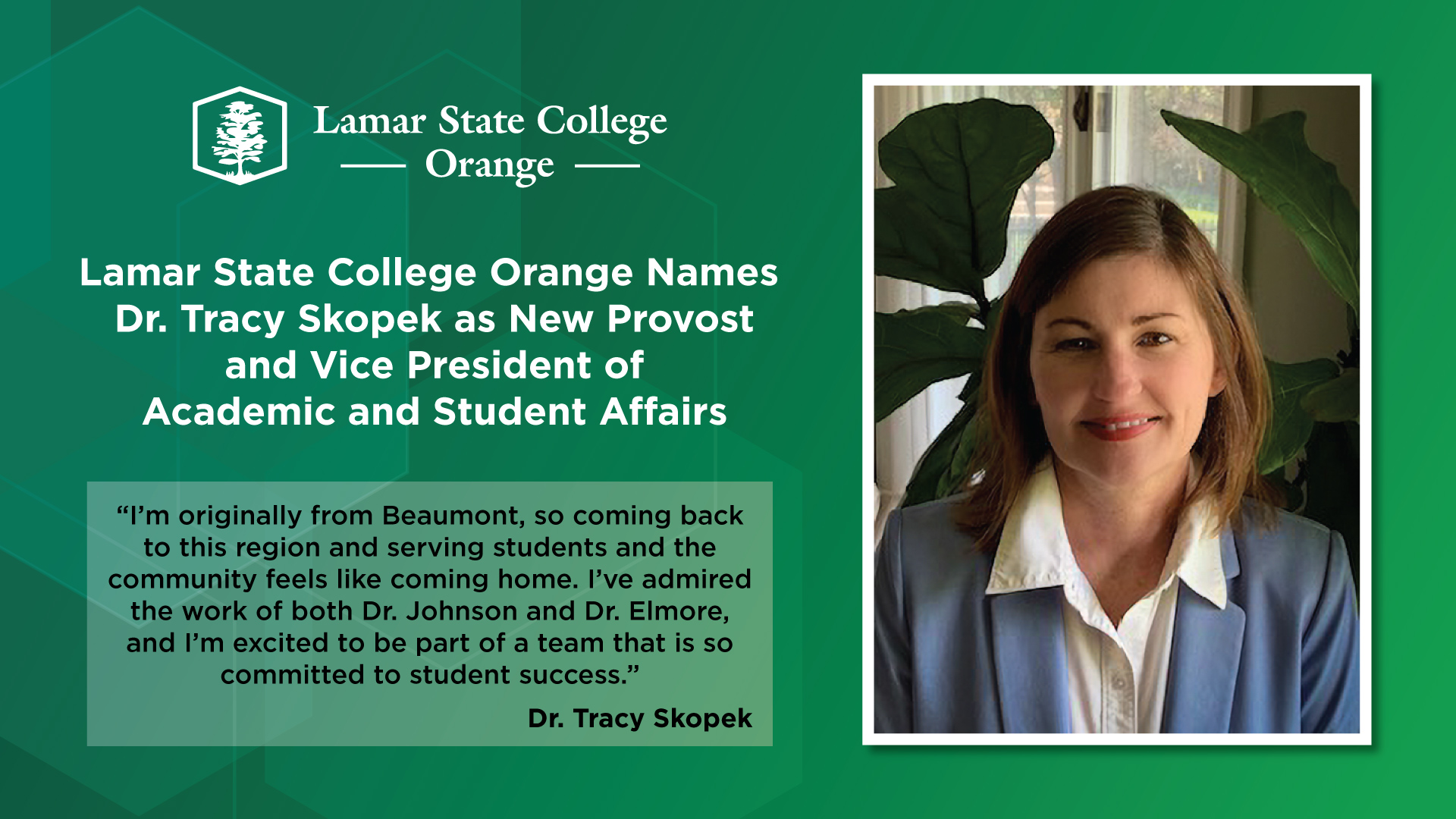 Dr. Tracy Skopek announcement image