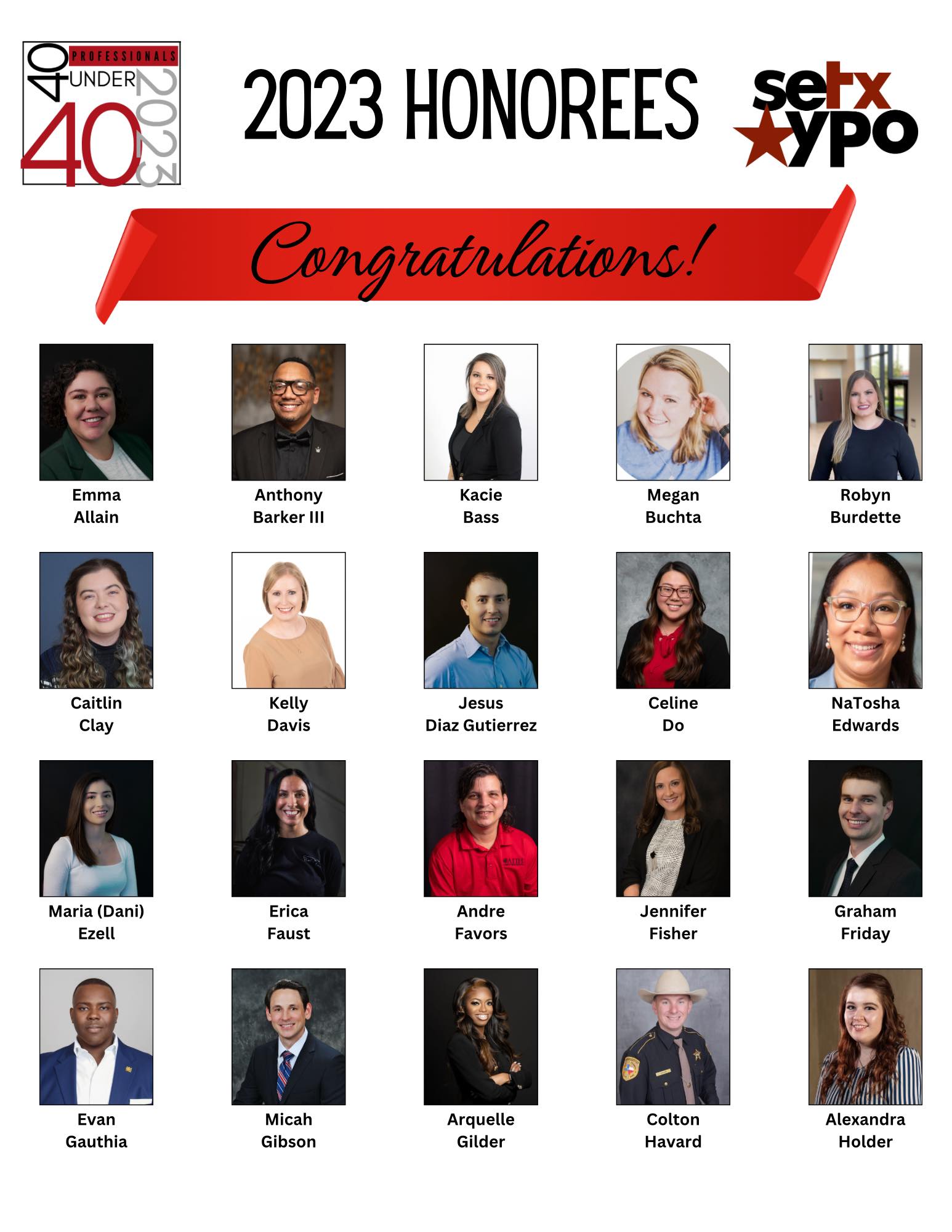 Collage of 40 under 40 recipients