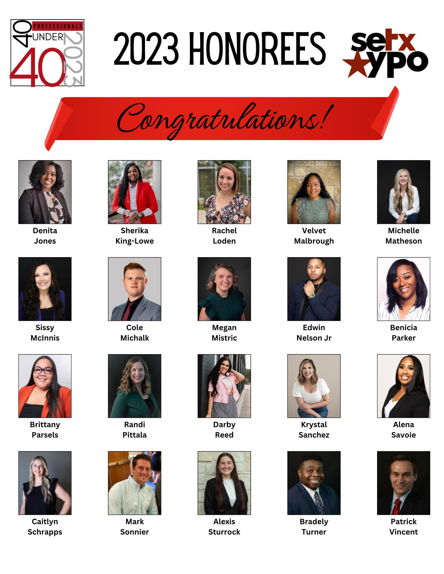 Another collage of 40 under 40 recipients