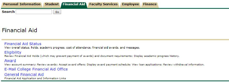 Financial Aid Tab