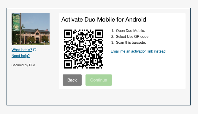 Activate Duo Mobile Screen