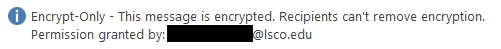 Screen shot of recipient notification for encrypted message