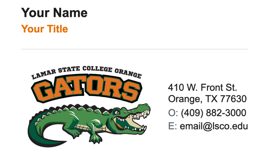 Gator logo email signature example