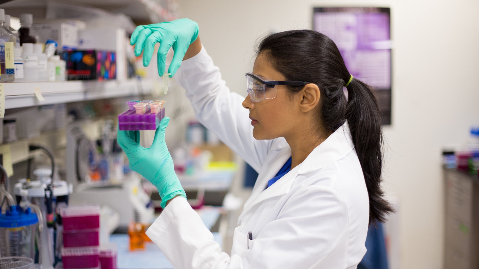 Science student working in a lab